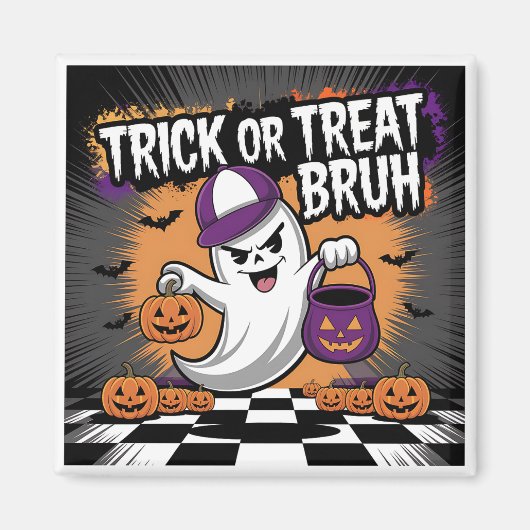 Grappige Halloween Ghost & Pumpkins Magneet (Voorkant)