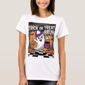 Grappige Halloween Ghost & Pumpkins T-shirt (Voorkant)