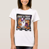 Grappige Halloween Ghost & Pumpkins T-shirt (Voorkant)