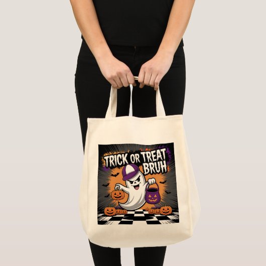 Grappige Halloween Ghost & Pumpkins Tote Bag (Voorkant (product))