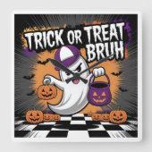 Grappige Halloween Ghost & Pumpkins Vierkante Klok (Voorkant)