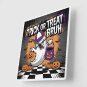 Grappige Halloween Ghost & Pumpkins Vierkante Klok (Hoek)