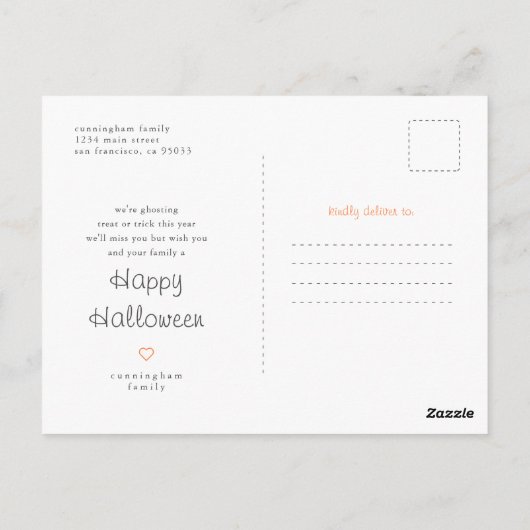 Grappige Halloween Ghosting Trick or treat dit jaa Briefkaart (Achterkant)