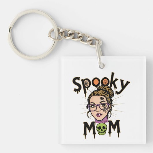 Grappige Halloween Griezelige Moeder Heks Moeder Sleutelhanger (voorkant)