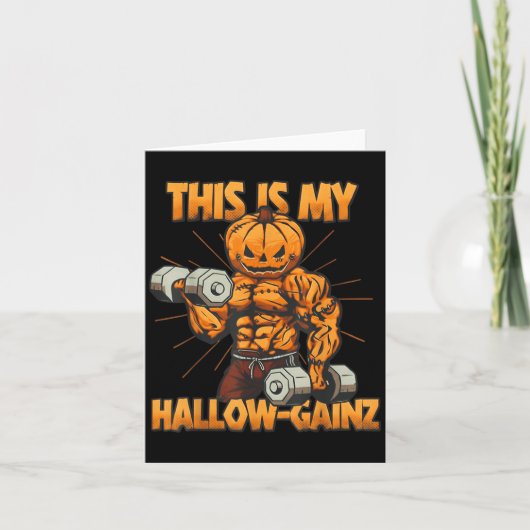 Grappige Halloween Gym Hallow-gainz Pumpkin Workou Kaart (Voorkant)
