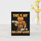 Grappige Halloween Gym Hallow-gainz Pumpkin Workou Kaart (Gele Bloem)