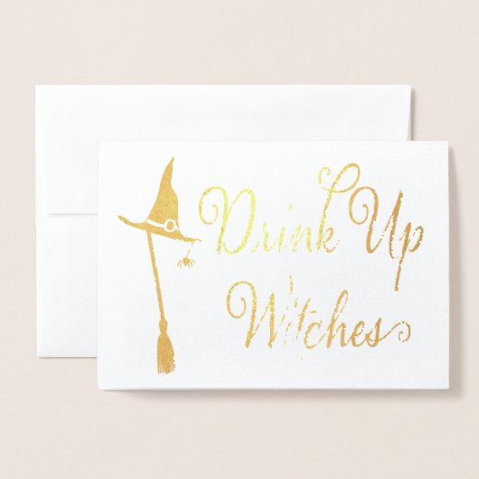 Grappige Halloween Heks Echte Folie Folie Kaarten (Voorkant met envelop)