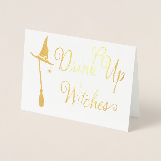 Grappige Halloween Heks Echte Folie Kaarten (Voorkant)