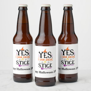 Grappige Halloween Heks Ja Ik Kan Een Stuur Stok Bier Etiket