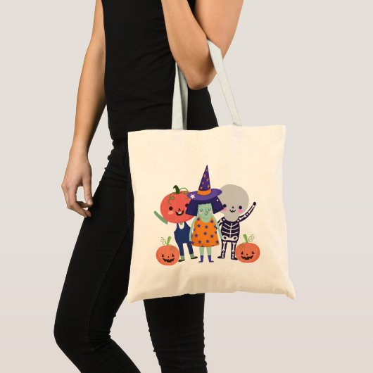 Grappige Halloween heks, skelet, pompoenen Tote Bag (Voorkant (product))
