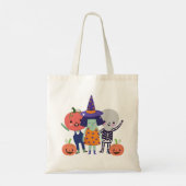 Grappige Halloween heks, skelet, pompoenen Tote Bag (Achterkant)