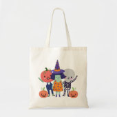 Grappige Halloween heks, skelet, pompoenen Tote Bag (Voorkant)