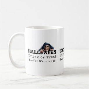 Grappige Halloween Heks Trick or Treat Citaat Koffiemok