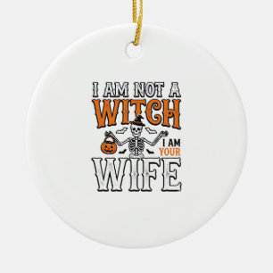 Grappige Halloween Heks Vrouw Skelet Vintage Shirt Keramisch Ornament
