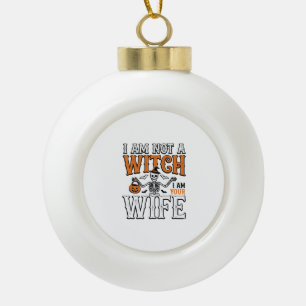Grappige Halloween Heks Vrouw Skelet Vintage Shirt Keramische Bal Ornament