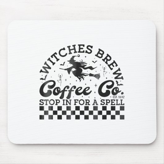 Grappige Halloween heksen brouwen koffie Co stoppe Muismat (Voorkant)