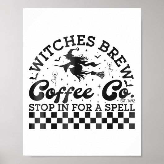 Grappige Halloween heksen brouwen koffie Co stoppe Poster (Voorkant)
