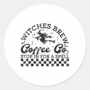 Grappige Halloween heksen brouwen koffie Co stoppe Ronde Sticker