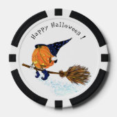 Grappige Halloween Heksenpompoen Vliegende Poker C Poker Chips (Voorkant)