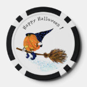 Grappige Halloween Heksenpompoen Vliegende Poker C Poker Chips (Achterkant)