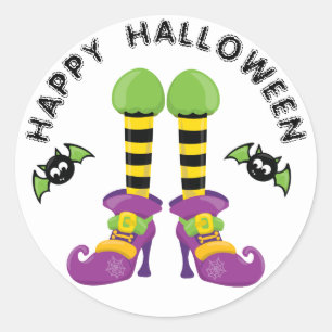 Grappige Halloween Heksenvoeten Ronde Sticker