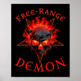 Grappige Halloween Hell Demon Skull - Gothic Horro Poster