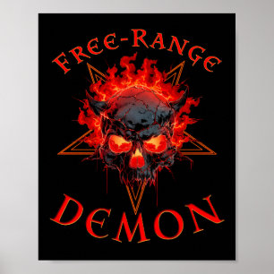 Grappige Halloween Hell Demon Skull - Gothic Horro Poster