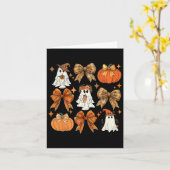 Grappige Halloween Herfst Coquette Bow Pompoen Sch Kaart (Gele Bloem)