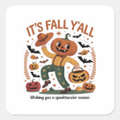 Grappige Halloween Herfst Lief Het Is Herfst Jonge Vierkante Sticker (Voorkant)