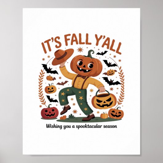 Grappige Halloween Herfst Schattig Het Is Herfst J Poster (Voorkant)