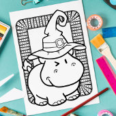 Grappige Halloween Hippo Kleurplaat Poster