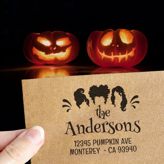 Grappige Halloween Hocus Pocus Sisters Retouradres Rubberstempel