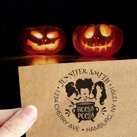 Grappige Halloween Hocus Pocus Sisters Retouradres Rubberstempel