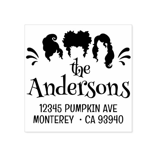 Grappige Halloween Hocus Pocus Sisters Retouradres Rubberstempel (Afrduk)