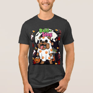 Grappige Halloween Hond "Boo Idol" Bulldog Ghost, Tri-Blend Shirt