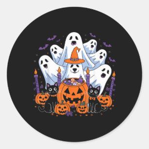 Grappige Halloween Hond Geest Halloween Hond Manne Ronde Sticker