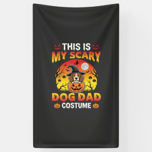 Grappige Halloween Hond Papa Kostuum Heks Beagle Spandoek (Verticaal)