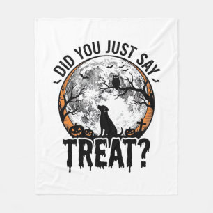Grappige Halloween Hond Treat Vintage Vector Desig Fleece Deken