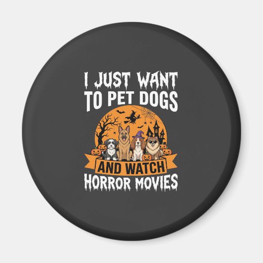 Grappige Halloween Honden Horror Films Vector Magneet (Voorkant)