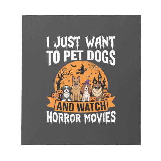 Grappige Halloween Honden Horror Films Vector Notitieblok (Voorkant)