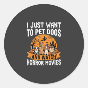 Grappige Halloween Honden Horror Films Vector Ronde Sticker