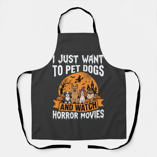 Grappige Halloween Honden Horror Films Vector Schort (Voorkant)