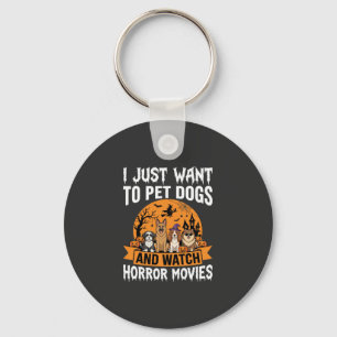 Grappige Halloween Honden Horror Films Vector Sleutelhanger