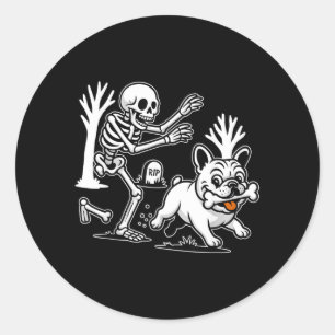 Grappige Halloween-hondenskelet Spokerig seizoen Ronde Sticker
