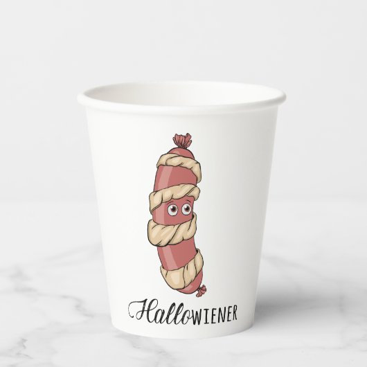 Grappige Halloween Hotdog Mummy Hallowiener Pun Papieren Bekers (Voorkant)