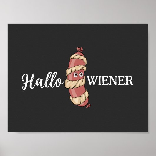 Grappige Halloween Hotdog Mummy Hallowiener Pun Poster (Voorkant)