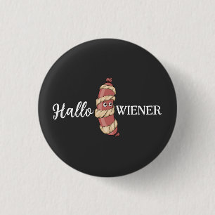 Grappige Halloween Hotdog Mummy Hallowiener Pun Ronde Button 3,2 Cm