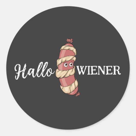 Grappige Halloween Hotdog Mummy Hallowiener Pun Ronde Sticker (Voorkant)