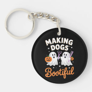 Grappige Halloween huisdierverzorger maakt honden Sleutelhanger