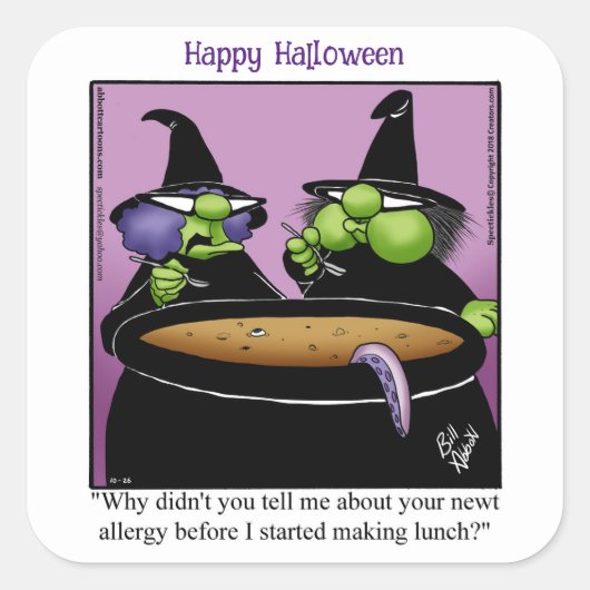 Grappige Halloween Humor Vierkante Stickers (Voorkant)